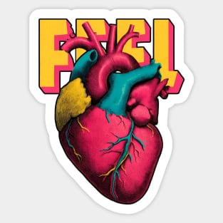 Feel Pop Art Anatomical Heart Tee for Emotional Creatives Sticker